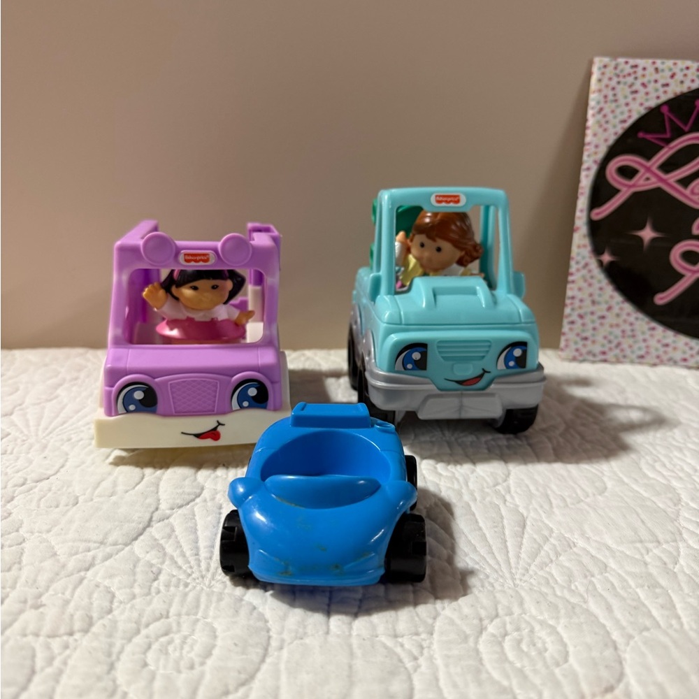 Fisher-Price Little People Vehicles - Purple, Light Blue, Blue